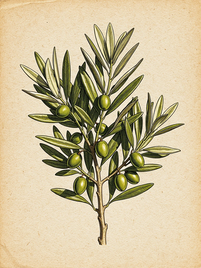 Botanical sketch of Olea europaea