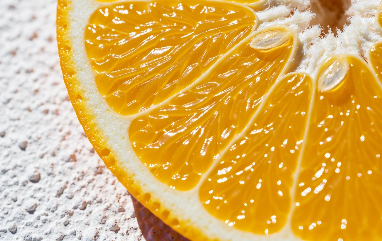 Macro texture of a fresh Seville orange